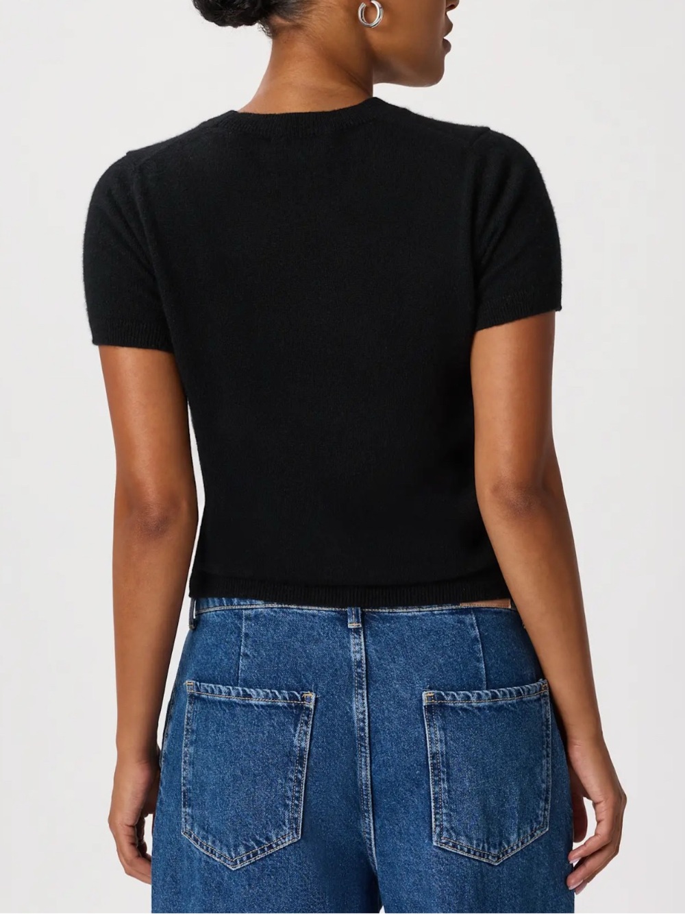 BLACK CASHMERE TOP Black Short-Sleeve Knit Top - Women